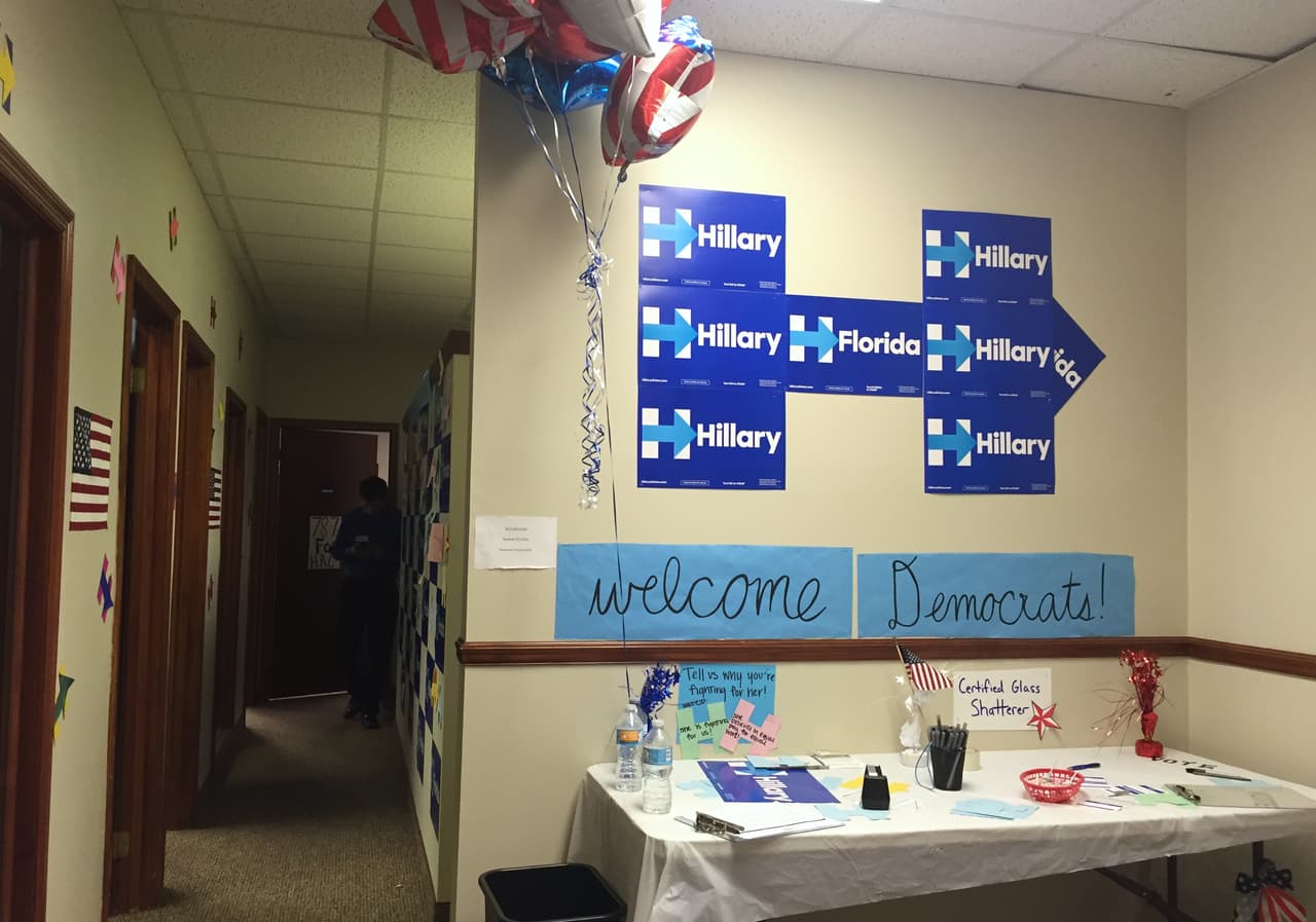 La oficina que la campaña de Hillary Clinton abrió a fines de agosto en Kissimmee.
