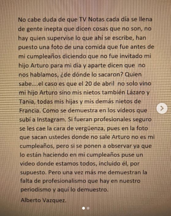 "Dicen que no nos hablamos,
<b>¿de dónde sacaron eso?</b>", dijo el intérprete de 'Maracas' con relación a lo que publicó TVNotas este martes 26.
<br>