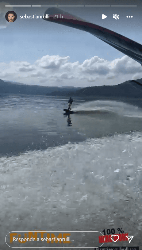 Rulli mostró orgulloso cómo su hijo esquiaba mientras él capitaneaba. 
<br>