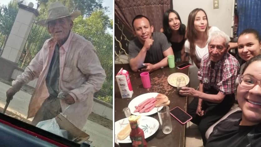 Familia "adopta" a hombre de 108 años que vivía en las calles recogiendo botellas vacías