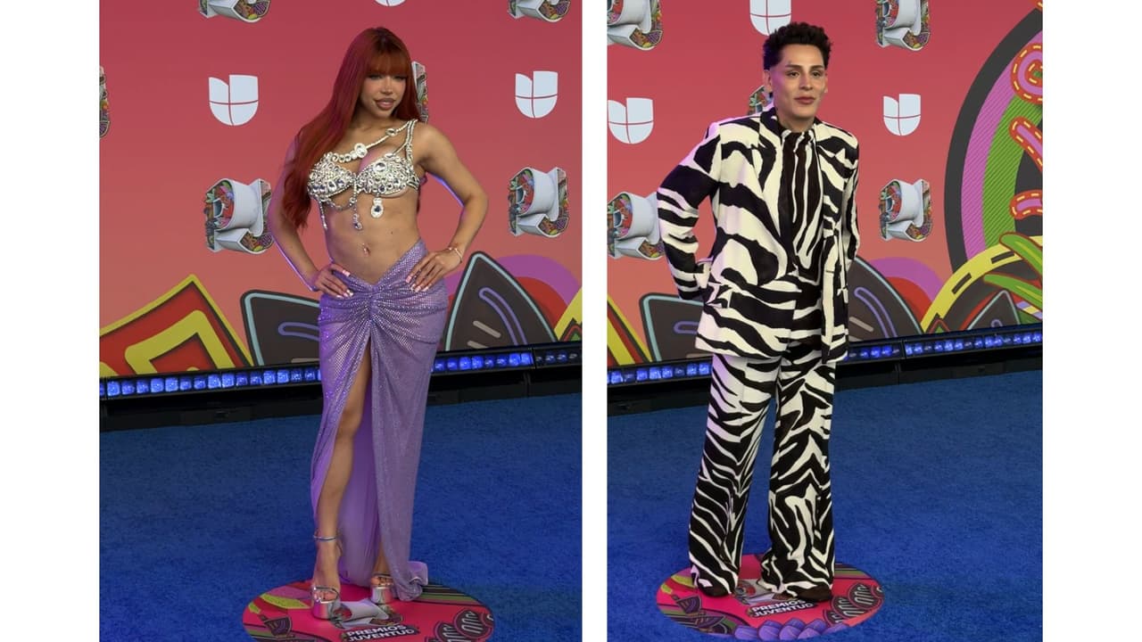 Yeri Mua y Kunno llegan a la alfombra azul.