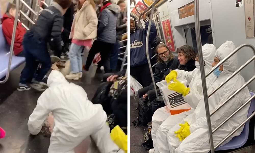 Caos en el subway: bromistas fingen derramar el coronavirus ante pasajeros asustados