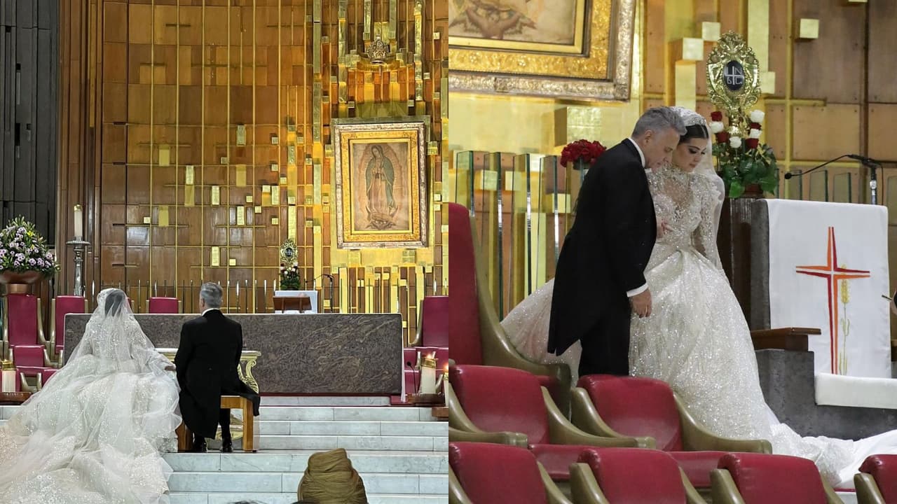 Alexis Ayala y Cinthia Aparicio se casaron en la Basílica de Guadalupe.