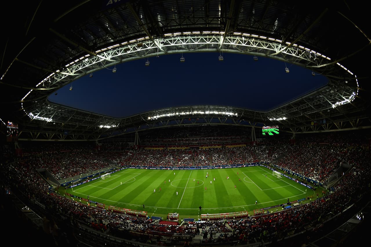 El estadio de Kazán vivió un espectacular lleno, en su gran mayoría de hinchas chilenos.