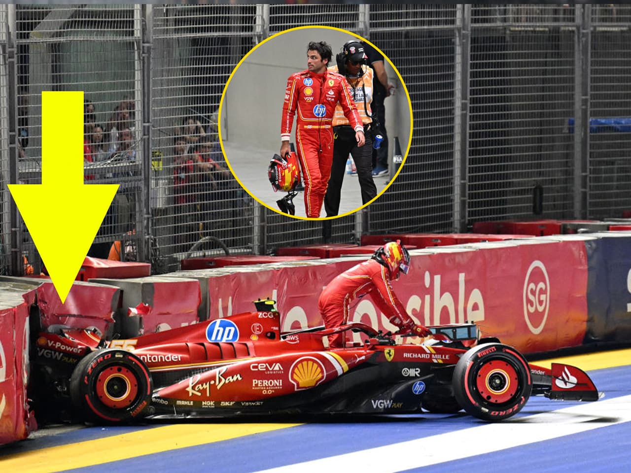 ¿Afectado por Checo Pérez? Sainz vuelve a protagonizar aparatoso choque