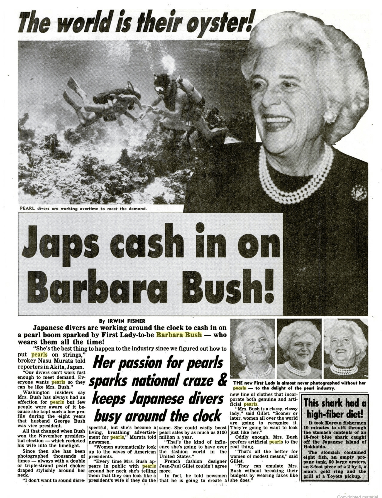 Un ejemplar de Weekly Word News del 27 de diciembre de 1988, donde presuntamente entrevistan a los pescadores japoneses que se beneficiaban del auge por las perlas.