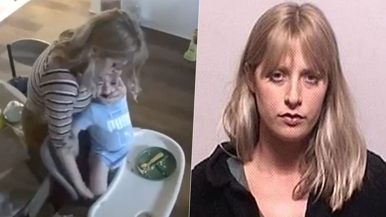 Niñera es grabada mientras obliga a un bebé a comer a la fuerza mientras le aprieta un brazo