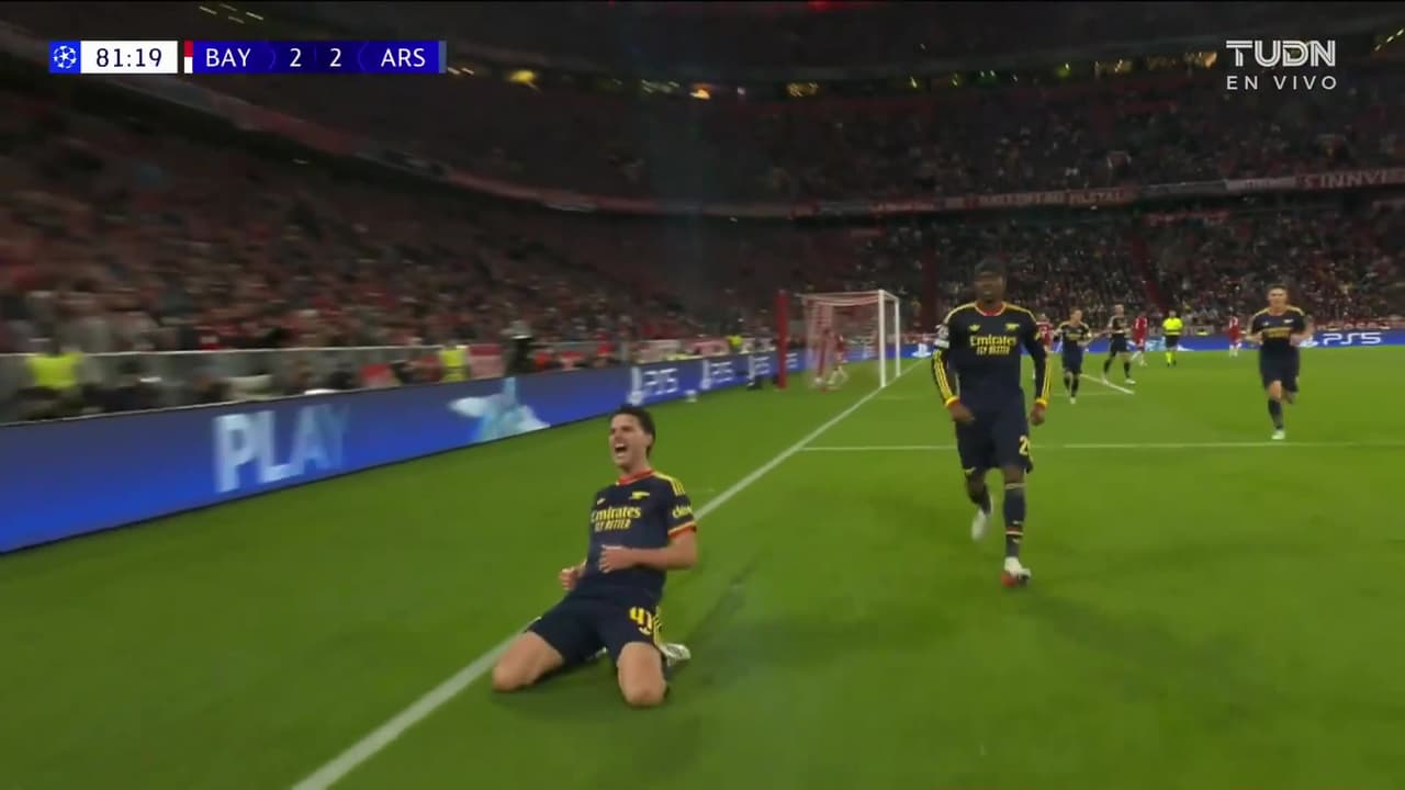 ¡Golazo del Arsenal! ¡Rice Rice Baby! Declan pone el 2-2 frente al Bayern