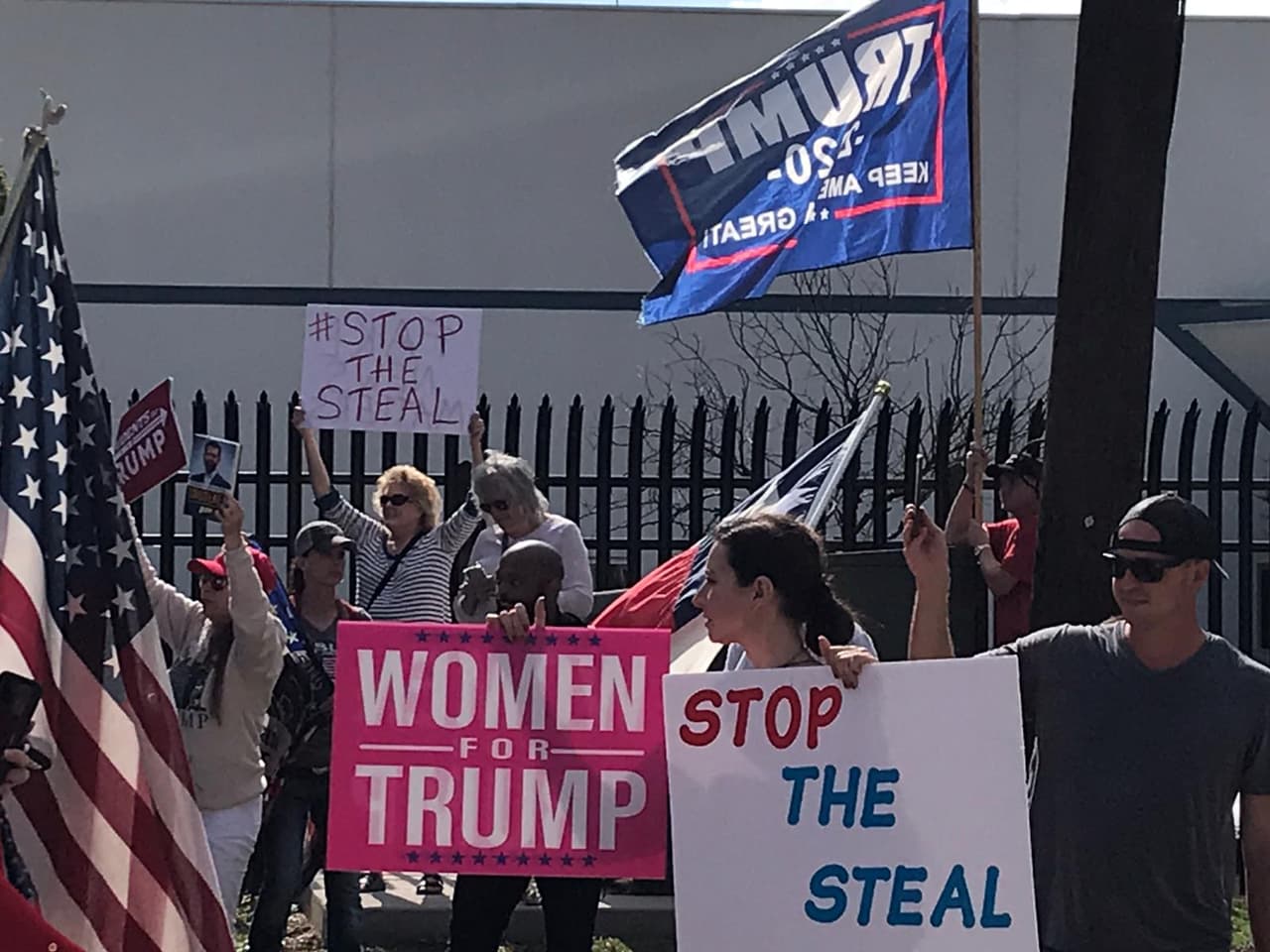 Alrededor de 200 personas se dieron cita para protestar contra el supuesto fraude electoral en el condado Dallas.