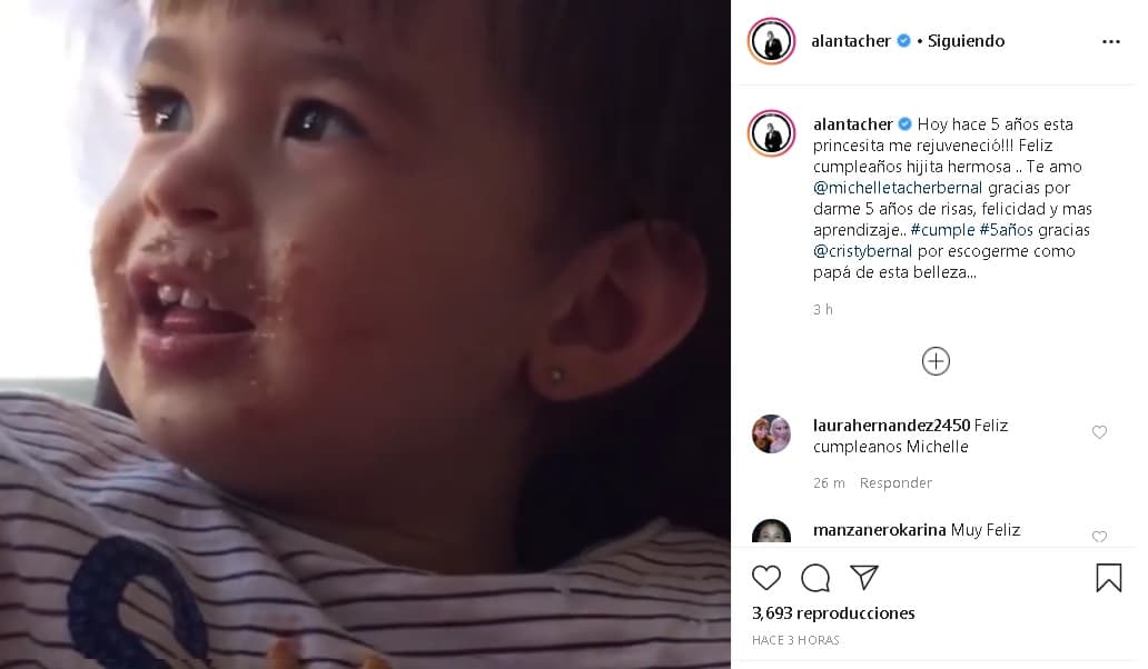 El texto describe los sentimientos que provoca "esta belleza" en él y agradece a sus esposa Cristy Bernal por elegirlo como papá de Michelle.