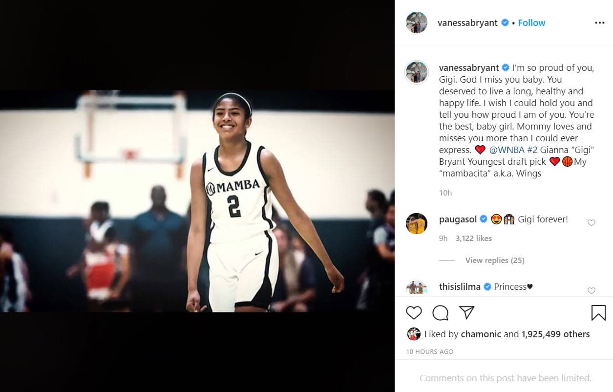 En un mensaje que compartió en su perfil de Instagram, la viuda de Kobe Bryant festejó el logro de Gianna.
<br>