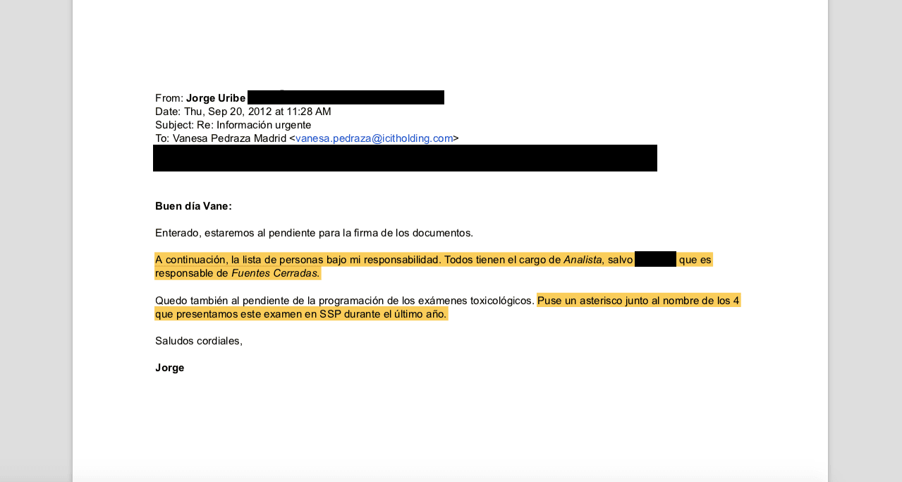 En un correo de electrónico de 2012 se menciona que Icit trabajaba con fuentes cerradas.