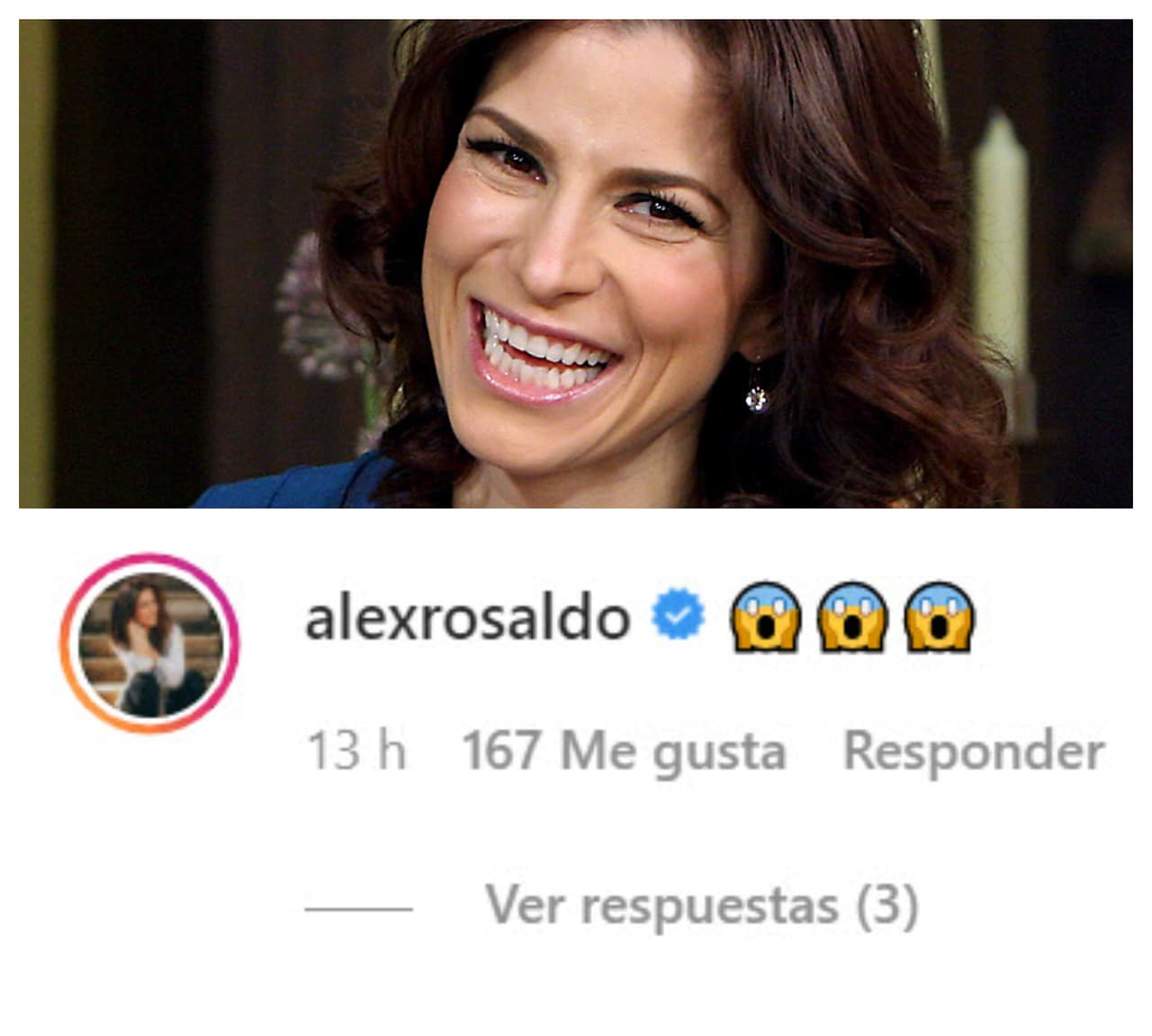Alessandra Rosaldo, esposa de Eugenio Derbez, se quedó sin palabras al ver a ambas actrices casi como dos gotas de agua. 
<br>