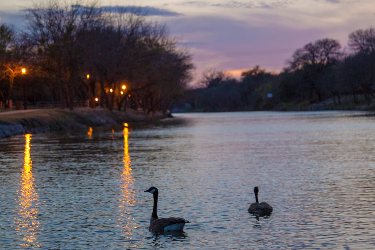Durante el día, los visitantes del parque Big Rocks de Glen Rose suelen darse un chapuzón en este tramo del río Paluxi.