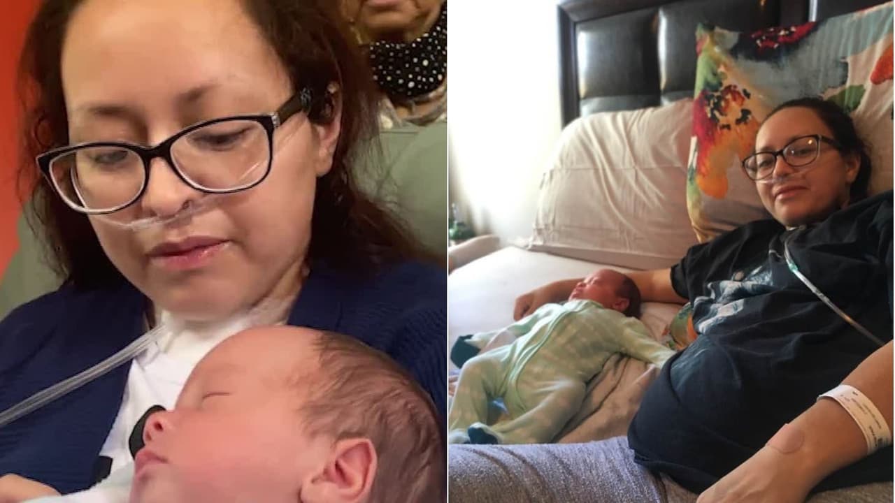 “Sobreviví, y es un milagro”: Hispana abraza a su bebé luego dar a luz mientras estaba en coma por el coronavirus