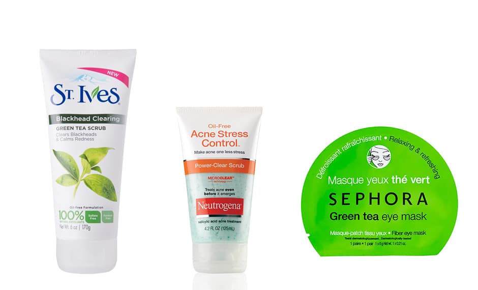 A todo esto se suman sus propiedades antiinflamatorias, calmantes y antisépticas muy efectivas en el tratamiento del acné y espinillas.
<br>Productos que contienen este ingrediente: 
<a href="http://www.stives.com/product/detail/357505/blackhead-clearing-green-tea-scrub">St. Ives</a>, Blackhead Clearing, Green tea scrub; 
<a href="http://www.neutrogena.com/product/oil-free+acne+stress+control-+power-clear+scrub.do">Neutrogena</a>, Acne Stress Control, Triple Action Toner; 
<a href="http://www.sephora.com/eye-mask-P394903?skuId=1662535&icid2=you%20may%20also%20like:p394903">Sephora</a>, Green Tea Eye Mask, mascarilla para los ojos.
<br>