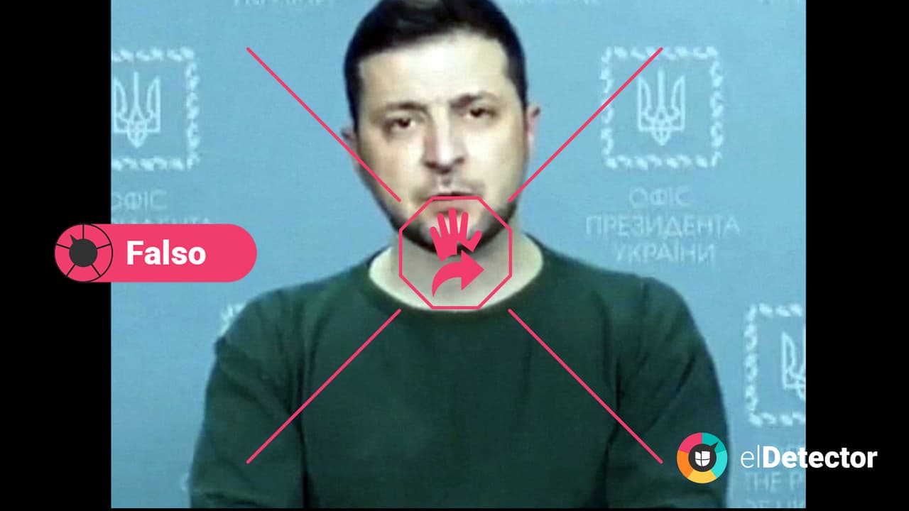 <h3 class="cms-H3-H3"><b>Zelensky no llamó a los ucranianos a dejar las armas </b></h3>El 16 de marzo circuló un video por Twitter y Facebook en el que, supuestamente, el presidente de Ucrania, Volodymyr Zelensky, pedía a sus compatriotas que dejaran las armas y se despedía de la población. Es 
<b>falso</b>. Zelensky fue víctima de un 
<i>deepfake</i>, un tipo de desinformación en la que se suplanta a una persona, incluso su voz, a través de la inteligencia artificial. 
<br>
<br>Poco después de la aparición de este video, el mismo Zelensky, 
<a href="https://www.univision.com/noticias/falso-zelensky-compatriotas-dejar-armas-video-deepfake#:~:text=neg%C3%B3%20en%20su%20cuenta%20oficial%20de%20Instagram%20que%20dijese%20tal%20cosa"><u>en su cuenta de Instagram</u></a>, desmintió haber hecho cualquier declaración en ese sentido o que tuviese intención de hacerlo. 
<br>
<br>La intérprete Ilana Zamorano tradujo del ucraniano al español para 
<b>elDetector</b> la respuesta de Zelensky: “En cuanto a la última provocación infantil de que estoy ofreciendo deponer las armas, sólo puedo ofrecer que los militares rusos depongan las armas para que se vayan a casa, ya que nosotros ya estamos en casa, estamos defendiendo nuestra tierra, nuestros hijos, nuestras familias. Por lo tanto, no vamos a deponer las armas hasta nuestra victoria”.
<br>
<br>Desde Meta, 
<a href="https://www.univision.com/noticias/tecnologia/meta-perdio-230-000-millones-de-su-valor"><u>responsable de Facebook e Instagram</u></a>, anunciaron 
<a href="https://twitter.com/ngleicher/status/1504186935291506693"><u>el mismo 16 de marzo</u></a> que eliminaron estas imágenes, que también catalogaron de “
<i>deepfake</i>”.
<br>