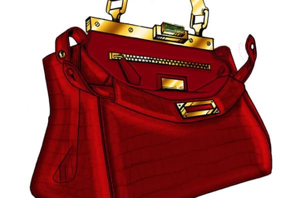 Ella ideó un bolso de piel de cocodrilo roja. (Imagen de Fendi).