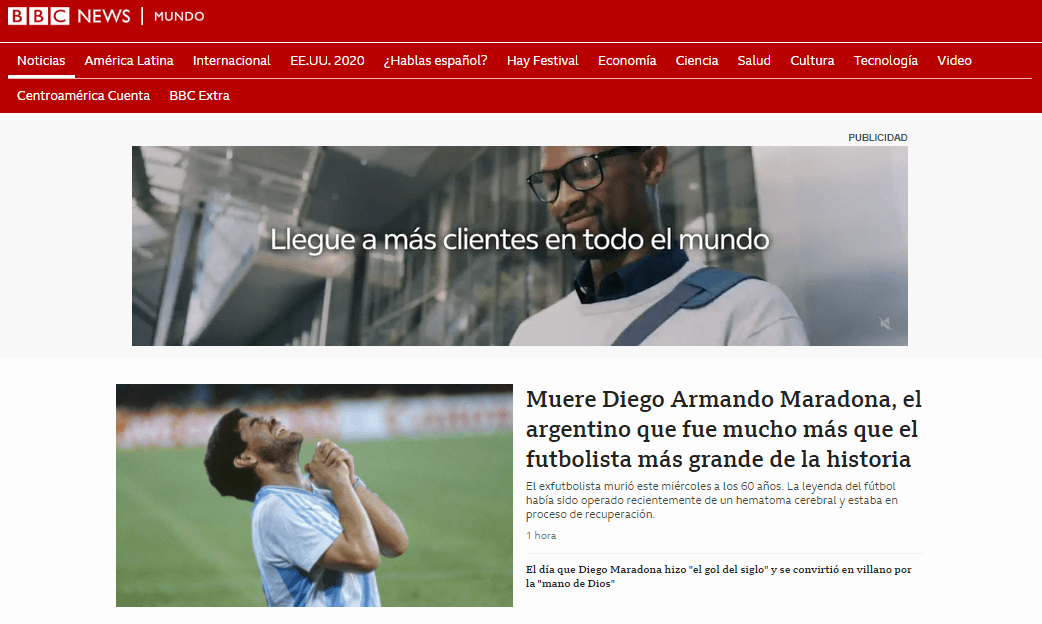 Estos son los encabezados de los medios digitales más importantes que despiden a Diego Armando Maradona.