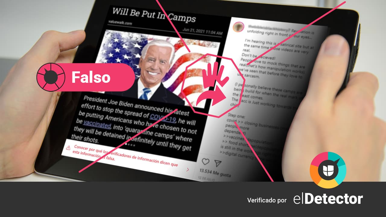 ¿Los no vacunados en EEUU irán a “campos de cuarentena”, como dicen en las redes? 