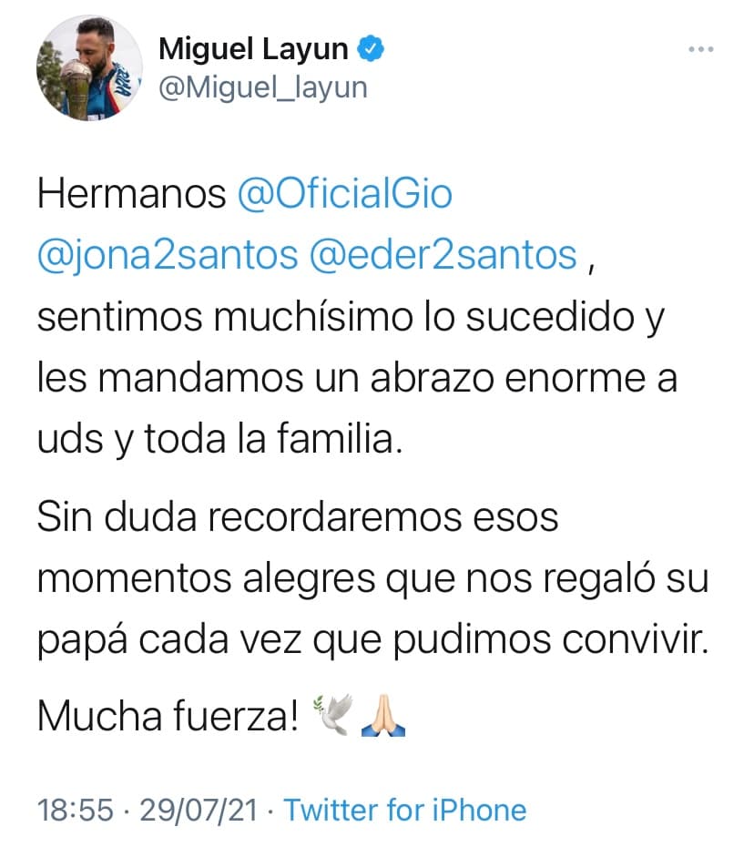 Las redes sociales se inundan con mensajes de apoyo y de pésame hacia la familia Dos Santos tras el fallecimiento de Geraldo Francisco dos Santos.