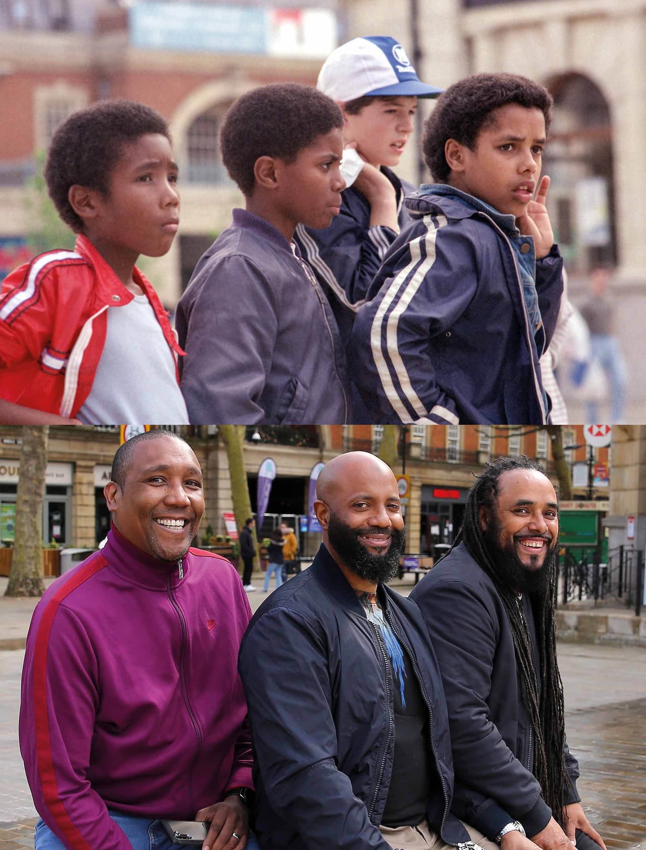 ‘Compañeros’, tituló Porsz esta combinación de fotografías, la primera tomada en 1982, la reunión tomada en abril de 2021.
<br>
<br>“Es un proyecto positivo y multicultural. Es feliz, pero a la vez triste, agridulce”, explicó Porsz. “Algunos de los personajes no están porque murieron jóvenes por problemas de alcohol o drogas. En algunas fotos estos personajes fueron sustituidos por sus padres hijos o hermanos, y las reuniones se convirtieron en momentos realmente emotivos”, agregó.
<br>