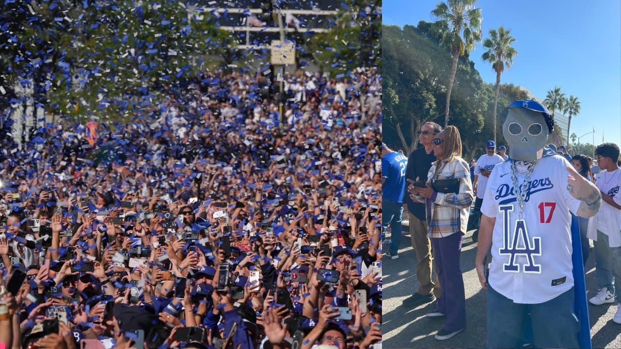 Fanáticos de los Dodgers desbordan las calles de Los Ángeles en desfile