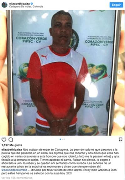 Además, Loaiza compartió la foto del supuesto atacante en su red social.