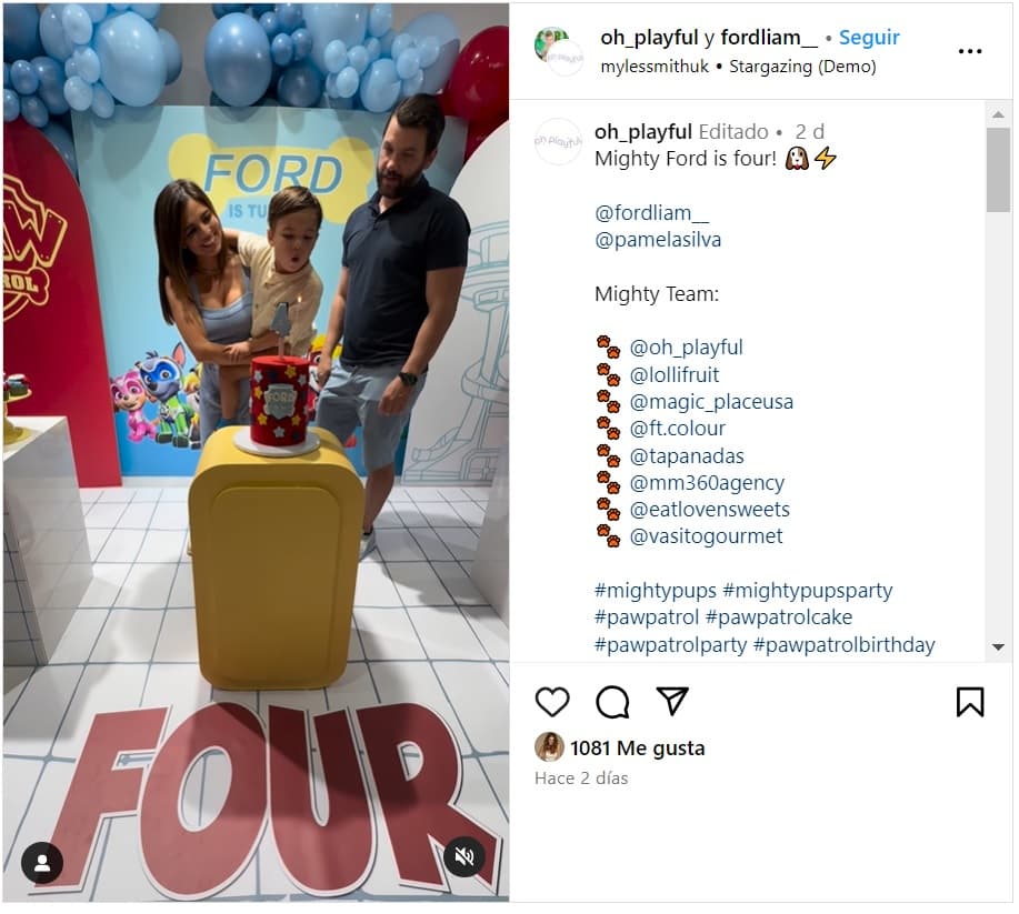 Ford, hijo de Pamela Silva, sopló la vela de su pastel.