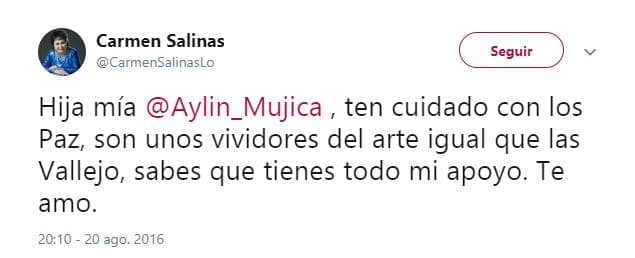En la misma red social, personalidades como la actriz Carmen Salinas expresaron su apoyo hacia la actriz de origen cubano.