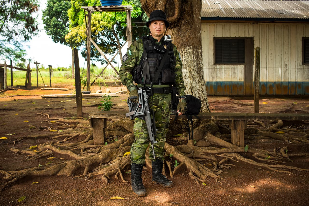 Agent Cabral, ready to go on a mission to bust an illegal mining operation far out in the jungle.