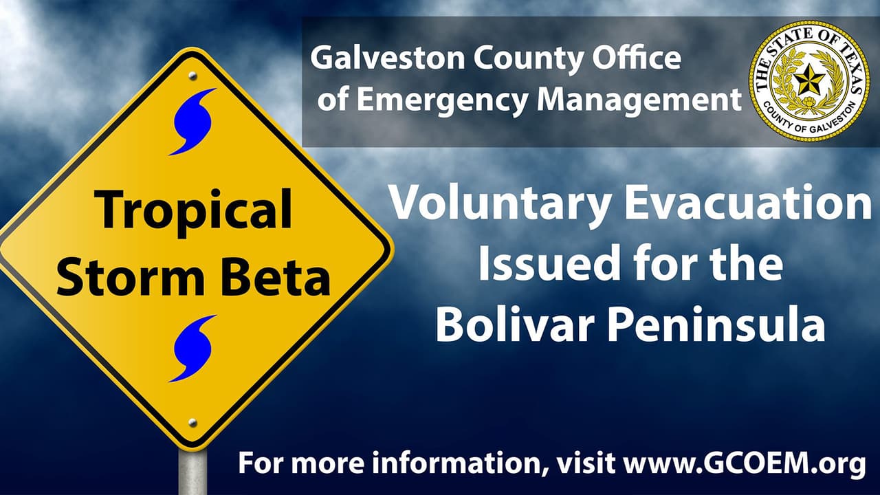 Se emitió una orden de evacuación voluntaria para los
<b><a href="https://www.facebook.com/GalvestonCountytx/photos/a.300563793381595/2963867857051162/?type=3&theater" target="_blank">residentes de la Península de Bolivad </a></b>y se les pidió que busquen seguridad hasta que pase esta tormenta, especialmente aquellos con necesidades médicas, personas mayores y aquellos que no pueden pasar varios días sin servicios de emergencia.