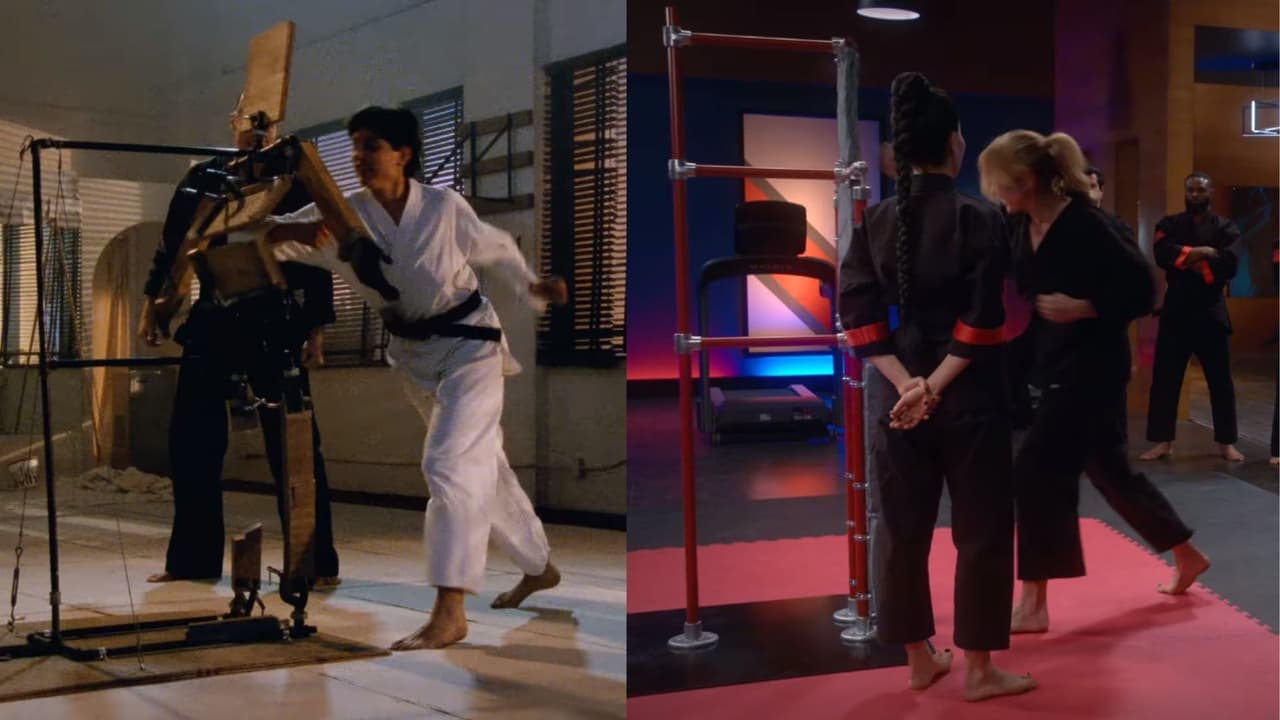 Tory entrena de la misma forma que Daniel lo hizo en la tercera película.