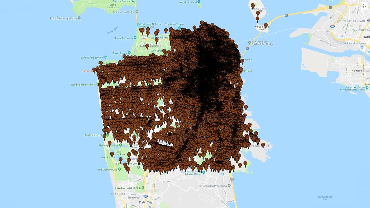 Mapa interactivo: estas son las 118,000 zonas de San Francisco donde han hallado excremento humano