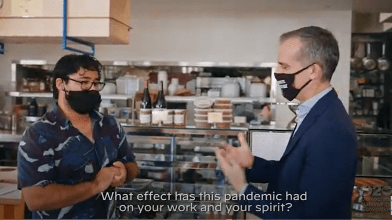 Garcetti lleva a la Convención Demócrata el drama de dos restaurantes de Los Ángeles por causa del coronavirus