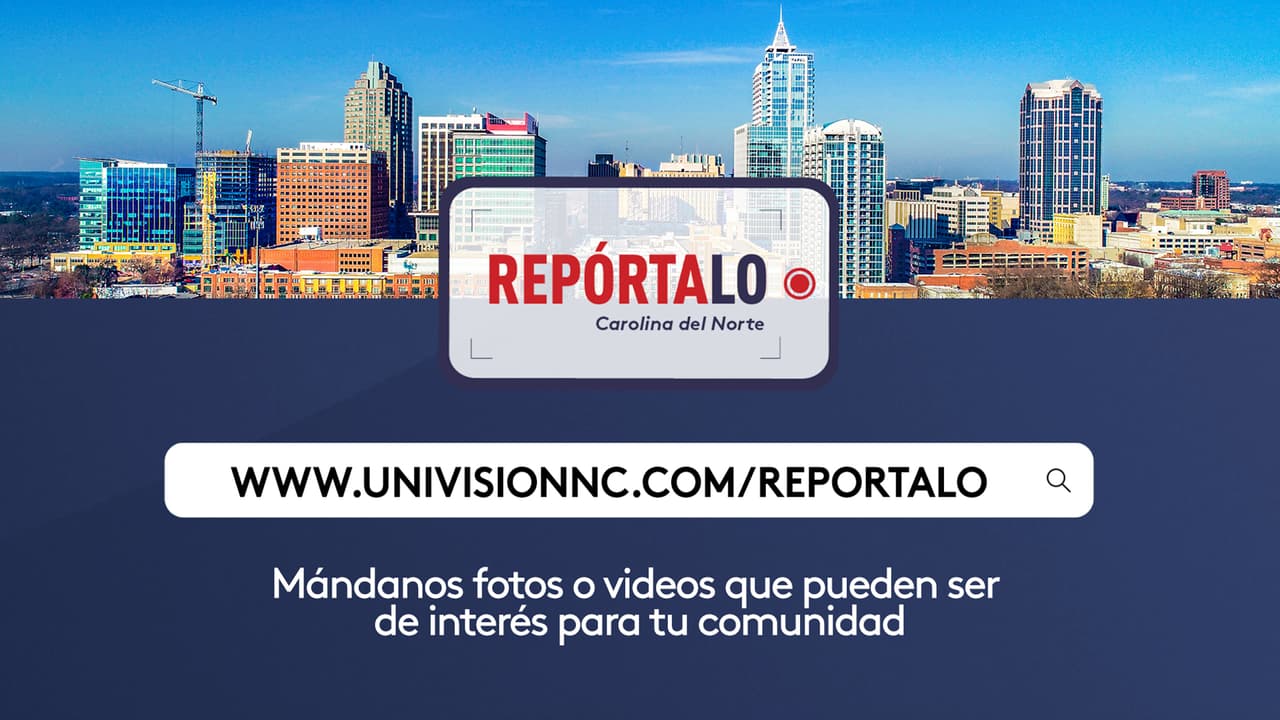 Te invitamos a compartir con 
<b>Univision 40 North Carolina </b>cómo se vive la tormenta invernal en tu área en nuestra herramienta Repórtalo 
<a href="https://www.univision.com/local/north-carolina-wuvc/reportalo">(aquí puedes cargar tus fotos o videos).</a>