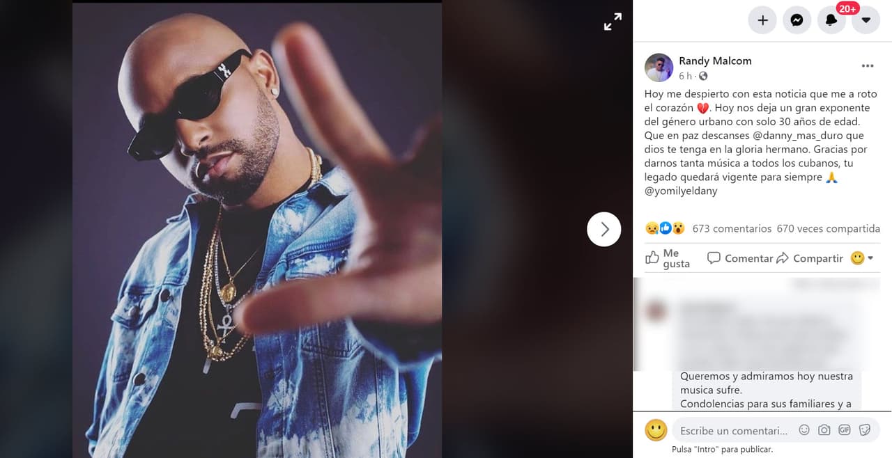 Randy Malcom, integrante de Gente de Zona, mandó sus condolencias ante la muerte del reggaetonero de 31 años.
<br>