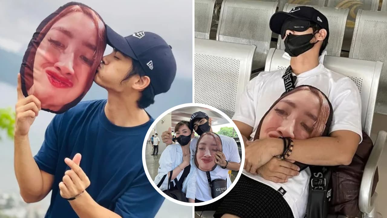 Hombre se va de vacaciones con almohada del rostro de su esposa.