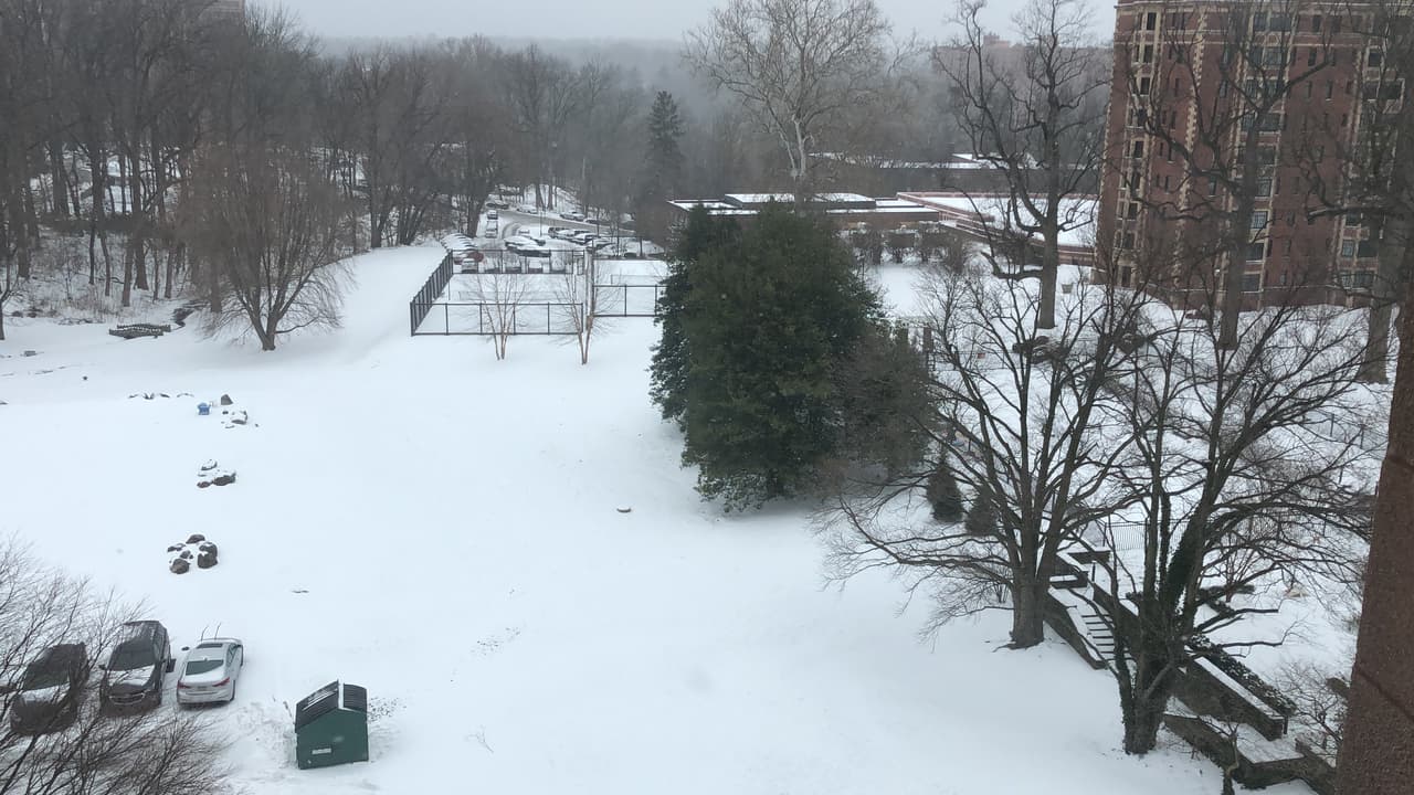 En el sector de East Falls en Filadelfia la nevada dejó así los estacionamientos y áreas recreativas.