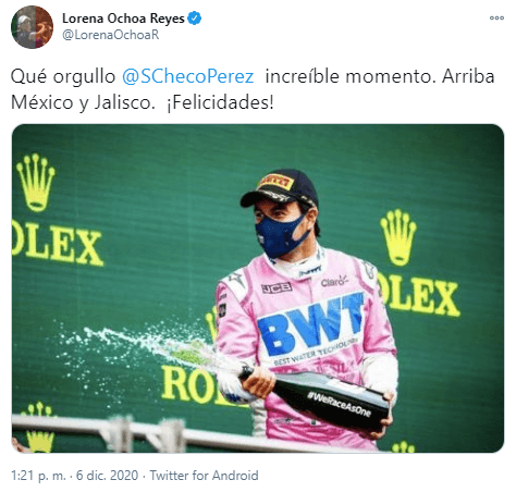 No dejan de caer felicitaciones en las redes sociales para Sergio Pérez tras su victoria en las Formula 1. ¡Histórico!