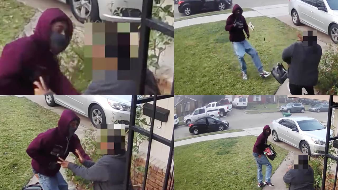 Un hombre empuja, intimida y roba a una mujer en el patio de su casa: todo queda grabado en video