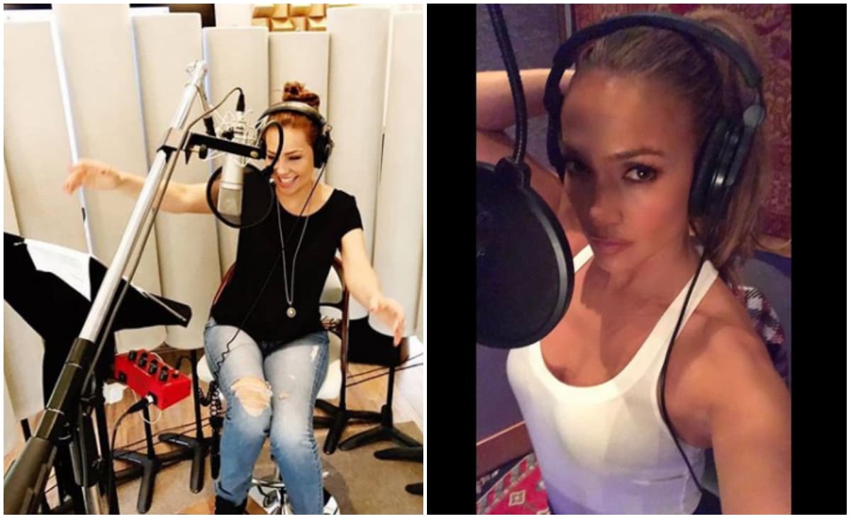Tanto Thalía como Jennifer Lopez disfrutan de su trabajo en el estudio de grabación y así lo comparten con sus miles de seguidores en redes sociales.