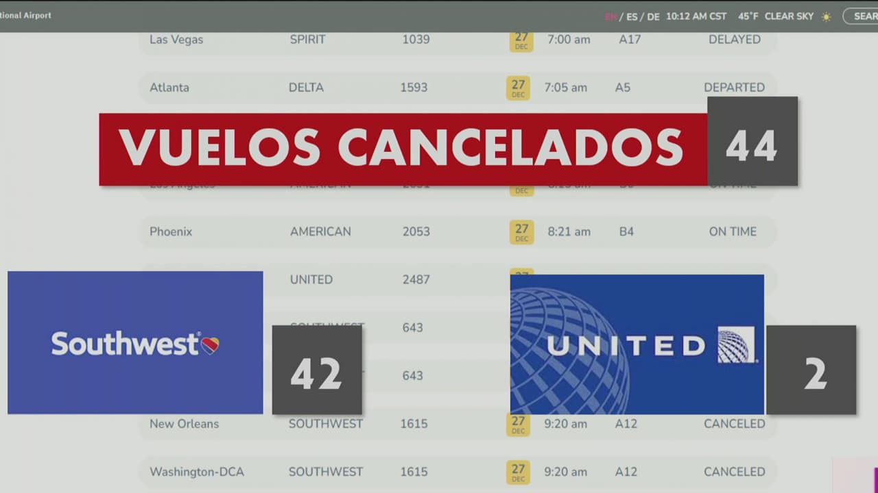 Anuncian 44 vuelos cancelados para este martes en el aeropuerto de San Antonio
