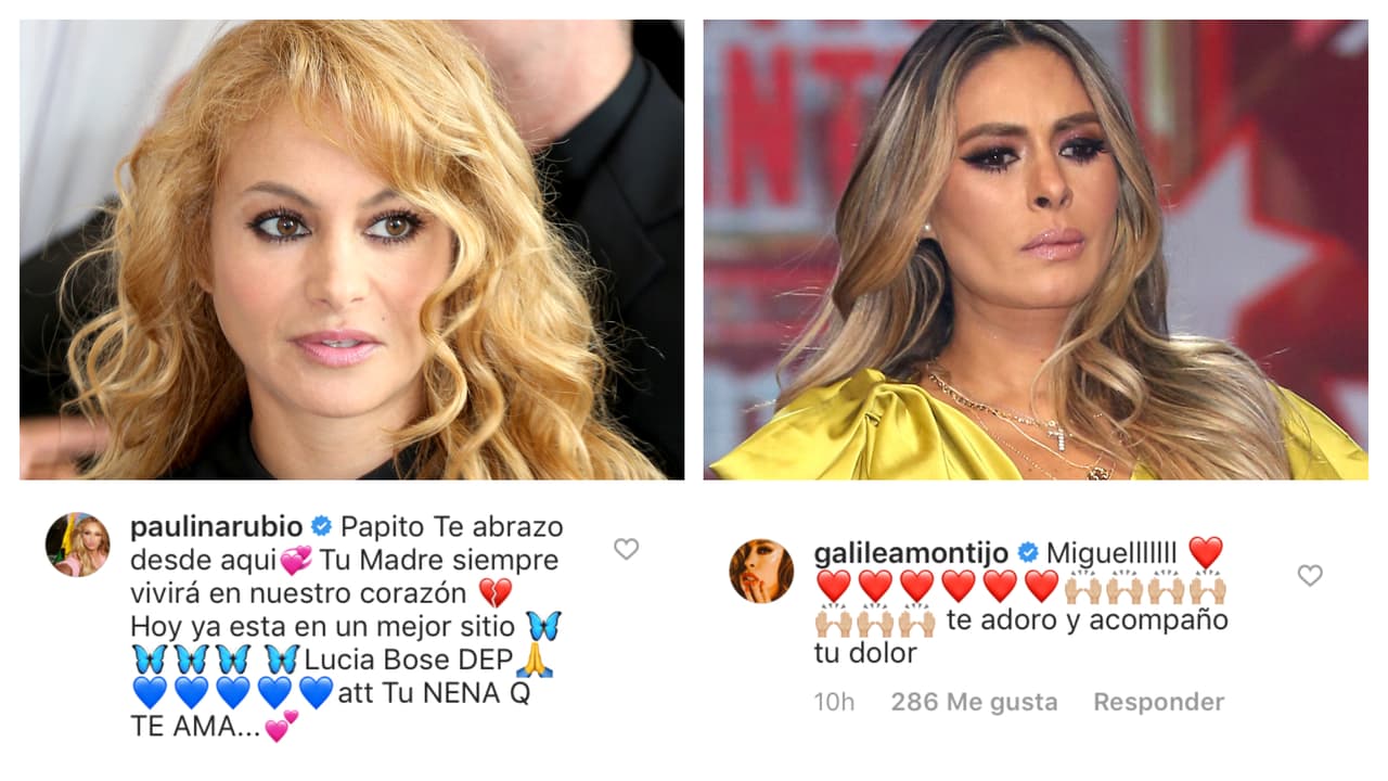 Las mexicanas Paulina Rubio y Galilea Montijo también le extendieron su pesar. Su amiga Paulina Rubio le dijo: "Papito, te abrazo desde aquí. Tu madre siempre vivirá en nuestro corazón. Hoy ya está en un mejor sitio. Lucía Bosé DEP", escribió cerrando su comentario con la firma: "Tu nena que te ama".