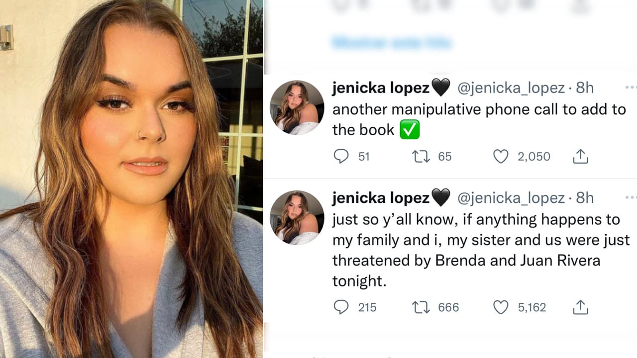 Tuits que Jenicka López publicó denunciando supuestas amenazas por parte de su tío Juan Rivera.