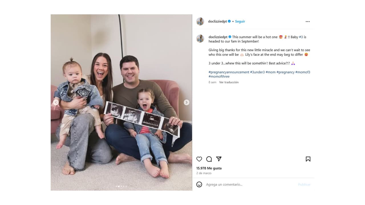 Así anunció su tercer embarazo Lizzie Kieffer.