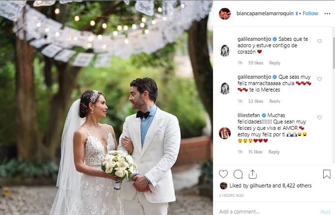 Galilea aprovechó que Bianca publicó una foto suya con su ahora esposo para desearle lo mejor en este día tan especial.