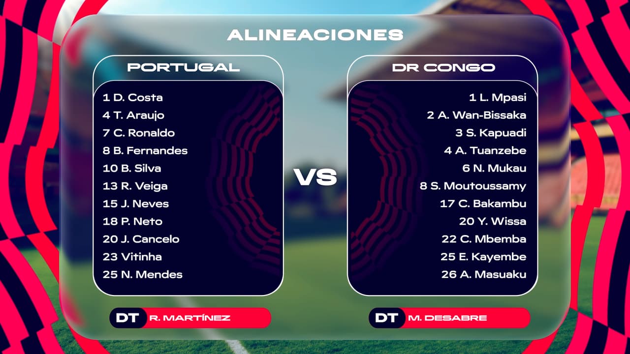 ¡CR7 hace su debut! Alineaciones confirmadas del Portugal vs. RD Congo