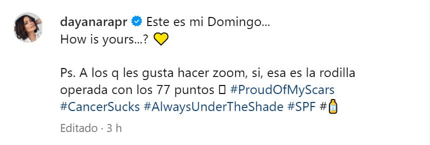 "Este es mi domingo, ¿cómo va el tuyo?", escribió con la publicación de la imagen. 
<br>