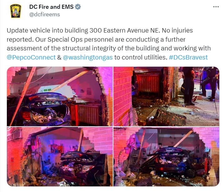 Las imágenes del hecho las compartió el Departamento de Bomberos y Emergencias Médicas de DC, a través de su cuenta de Twitter.